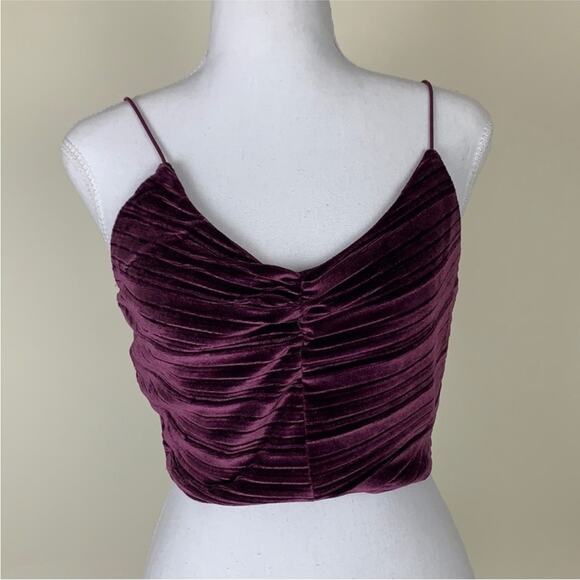 NEW WILD FABLE Dark Purple Ribbed Striped Velvet Crop Top Bralette Cami Tank XL - Picture 6 of 10